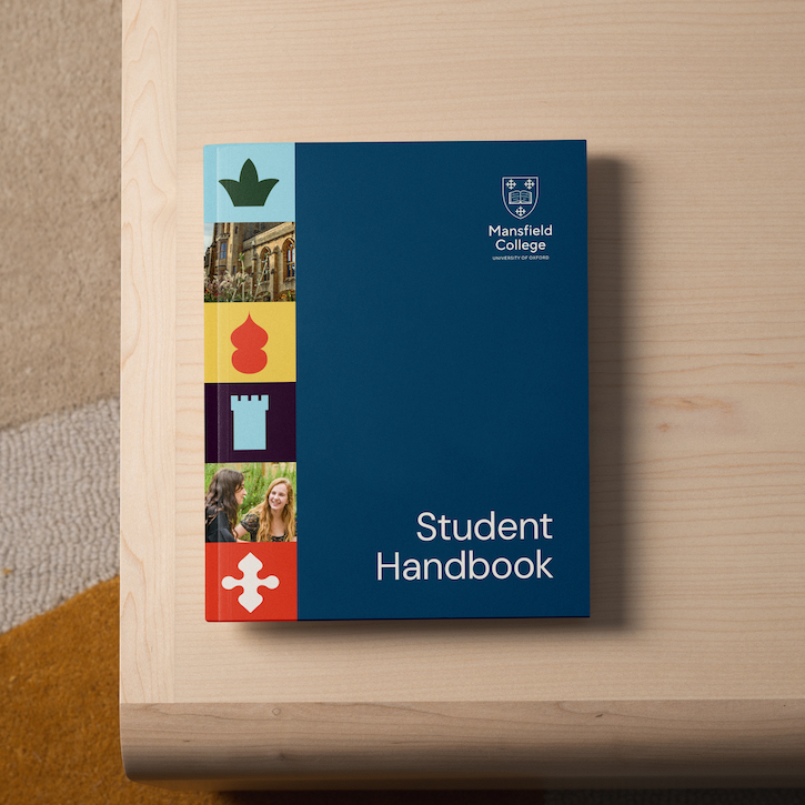 Student Handbook design concept for Mansfield College, Oxford