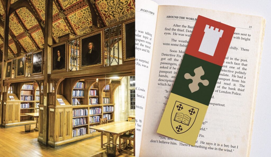 Mansfield College Oxford library and bookmark